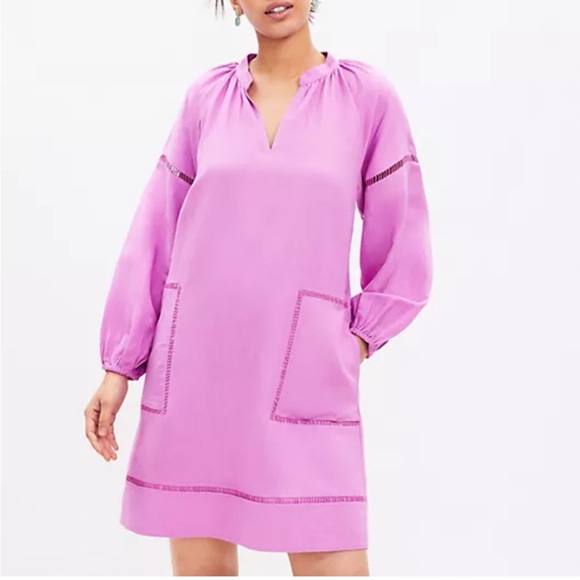 LOFT Dresses & Skirts - LOFT Orchid Purple Linen-Viscose V-Neck Tunic Dress - Size Large